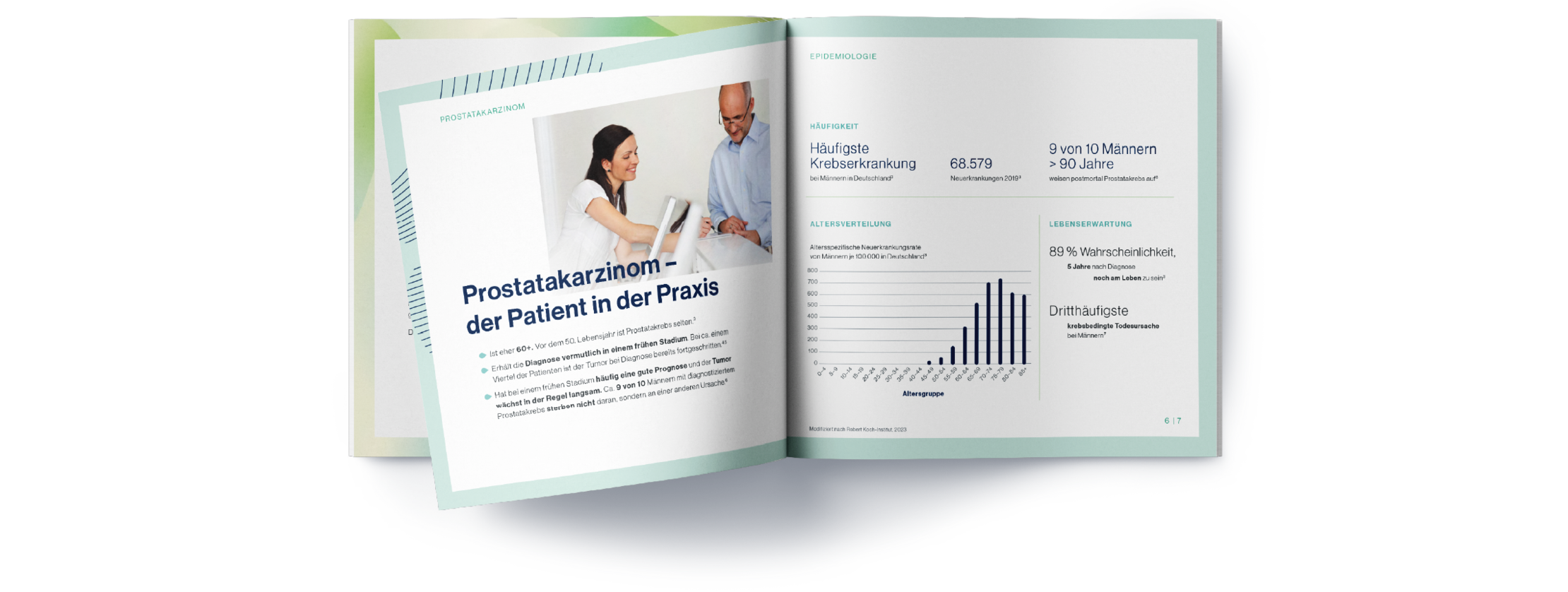 Eine geöffnete Broschüre