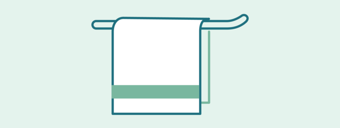 Das Icon zeigt ein Handtuch über einem Handtuchhalter